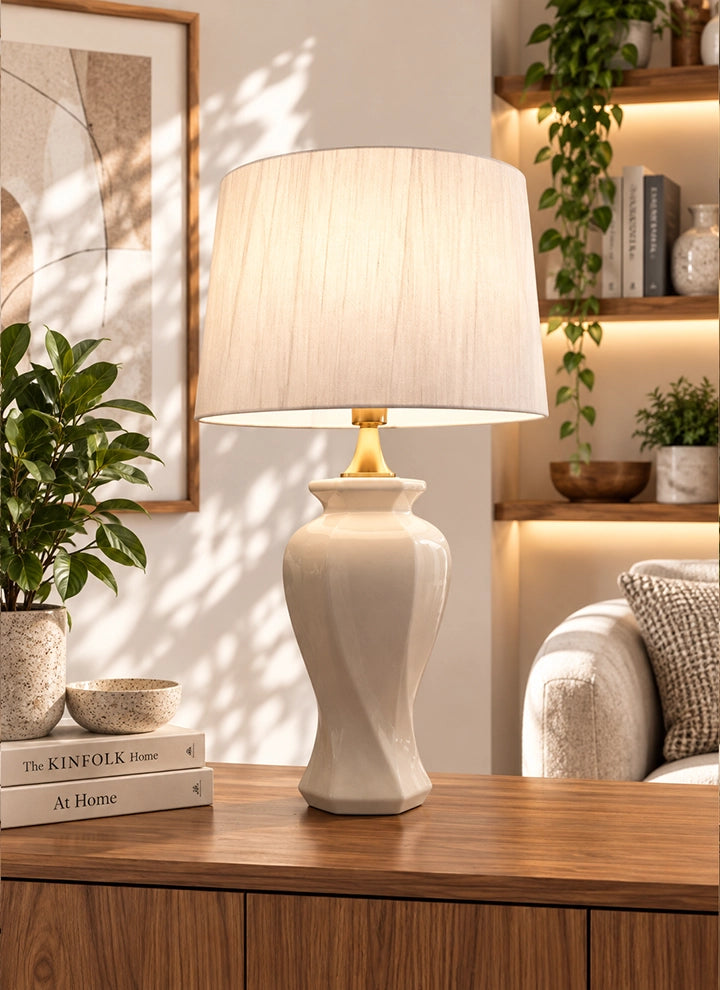 Pure Sculpted Minimalist Ceramic Lamp (Pair)