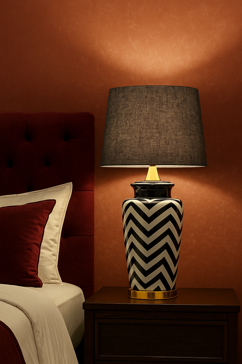 Modern Zigzag Style Ceramic Table Lamp (Pair)