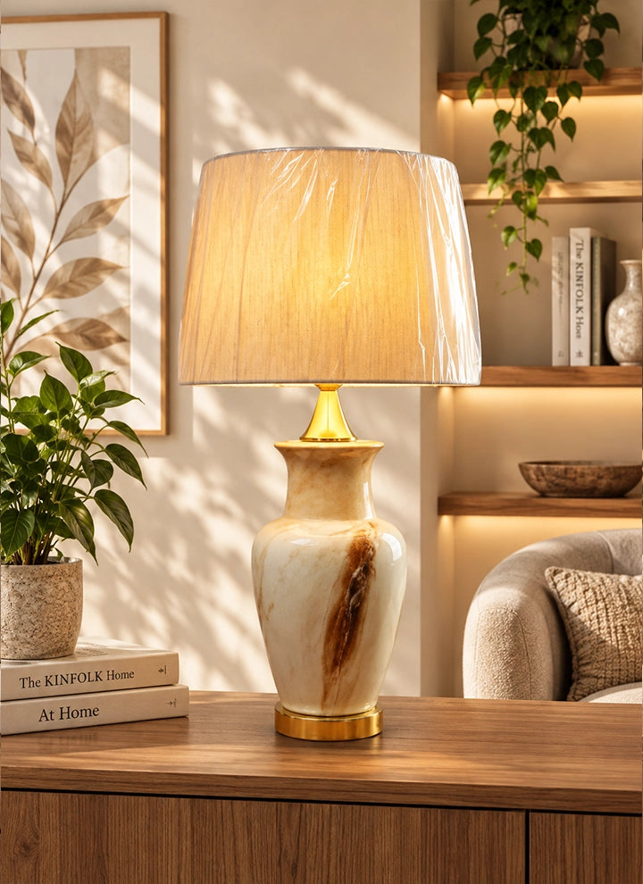 Heritage Marble-Finish Artisan Lamp (Pair)