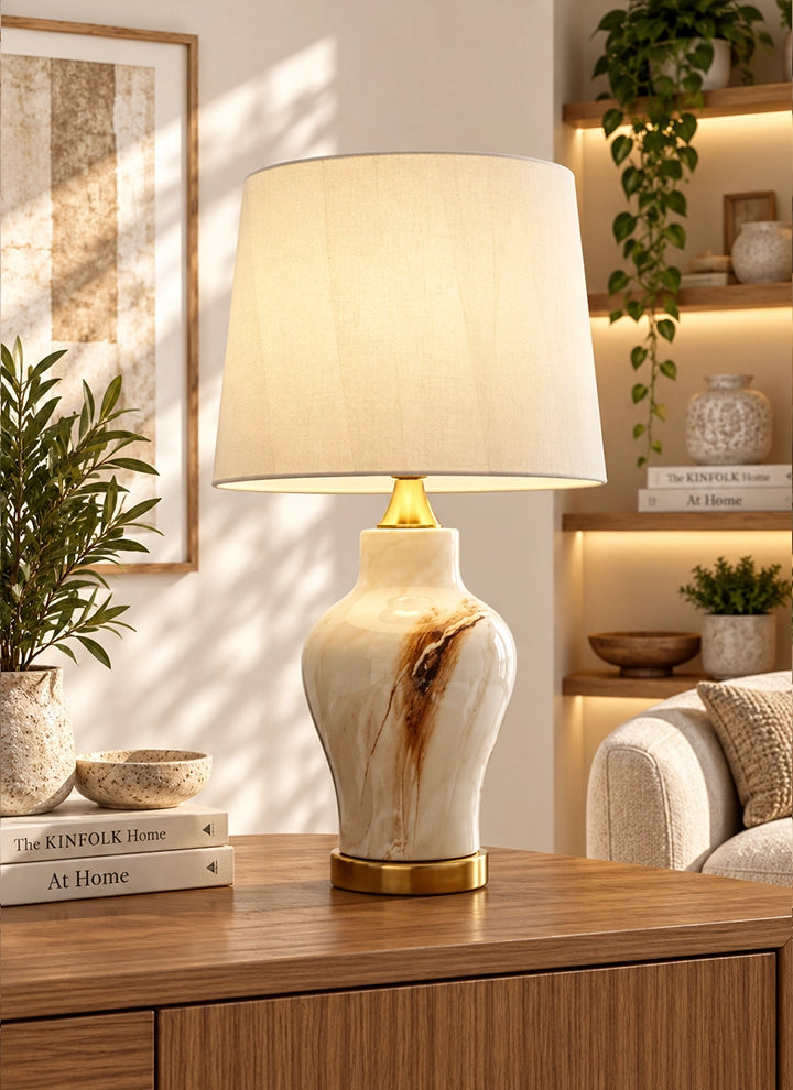 Luxury Marble-Texture Ceramic Lamp (Pair)