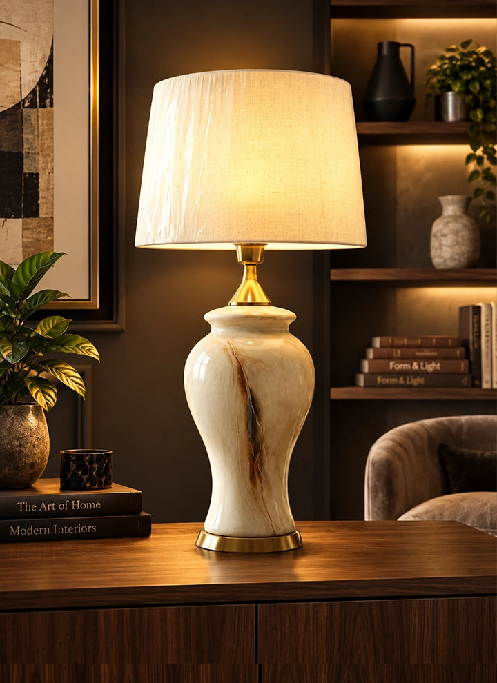 Elegant White Floral Botanical Lamp (Pair)