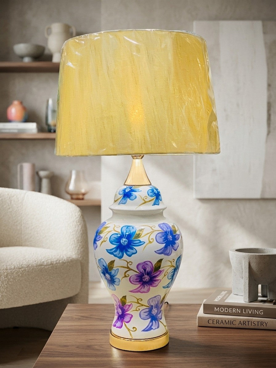 Dimlight Hand-Painted Floral Ceramic Table Lamp – Premium Home Decor Lighting