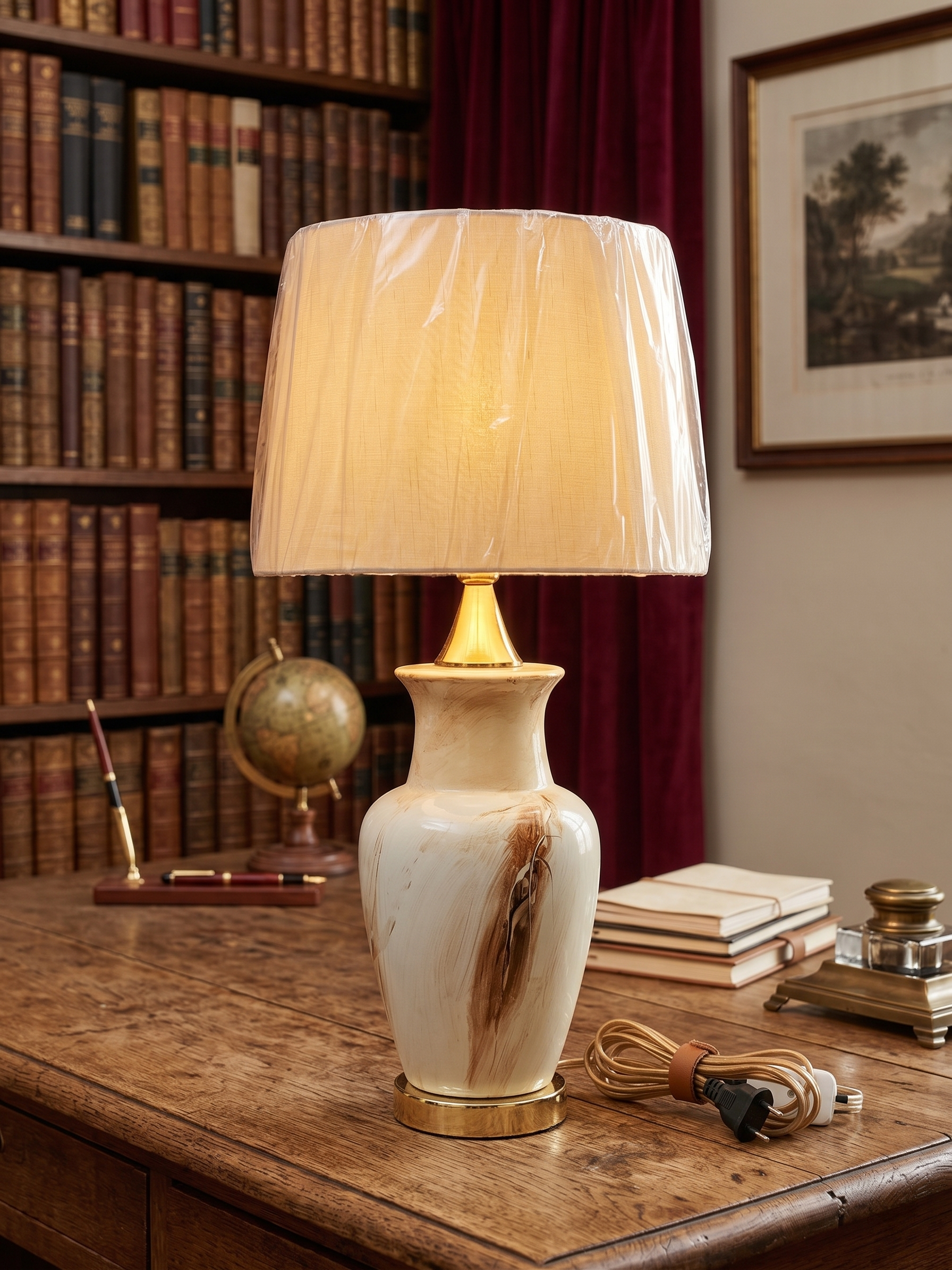 Heritage Marble-Finish Artisan Table Lamp