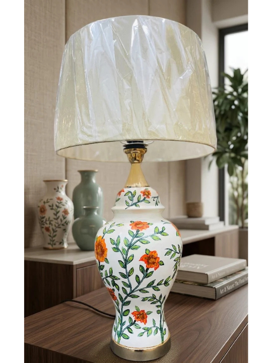 Dimlight Hand-Painted Floral Ceramic Lamp | Vintage Botanical Home Decor