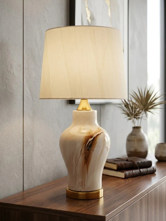 Dimlight Luxury Marble-Texture Ceramic Table Lamp | Sophisticated Home Decor