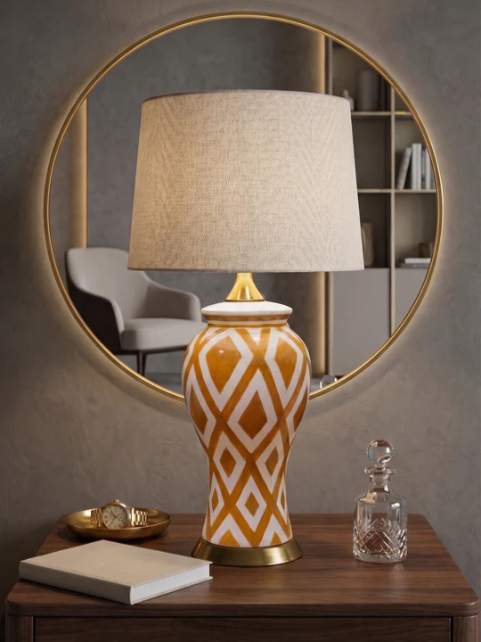 Golden Lattice Geometric Ceramic Lamp