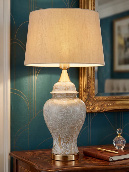 Marbled Gold-Vein Ceramic Table Lamp