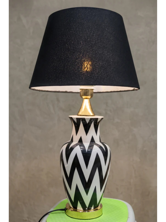 Monochrome Chevron Artisan Ceramic Lamp